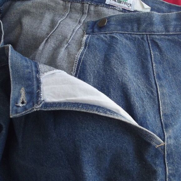 Vintage Denim Skirt, 41" Waist, Butttoned Vent, Pockets, Blue, Knee length - Picture 11 of 15